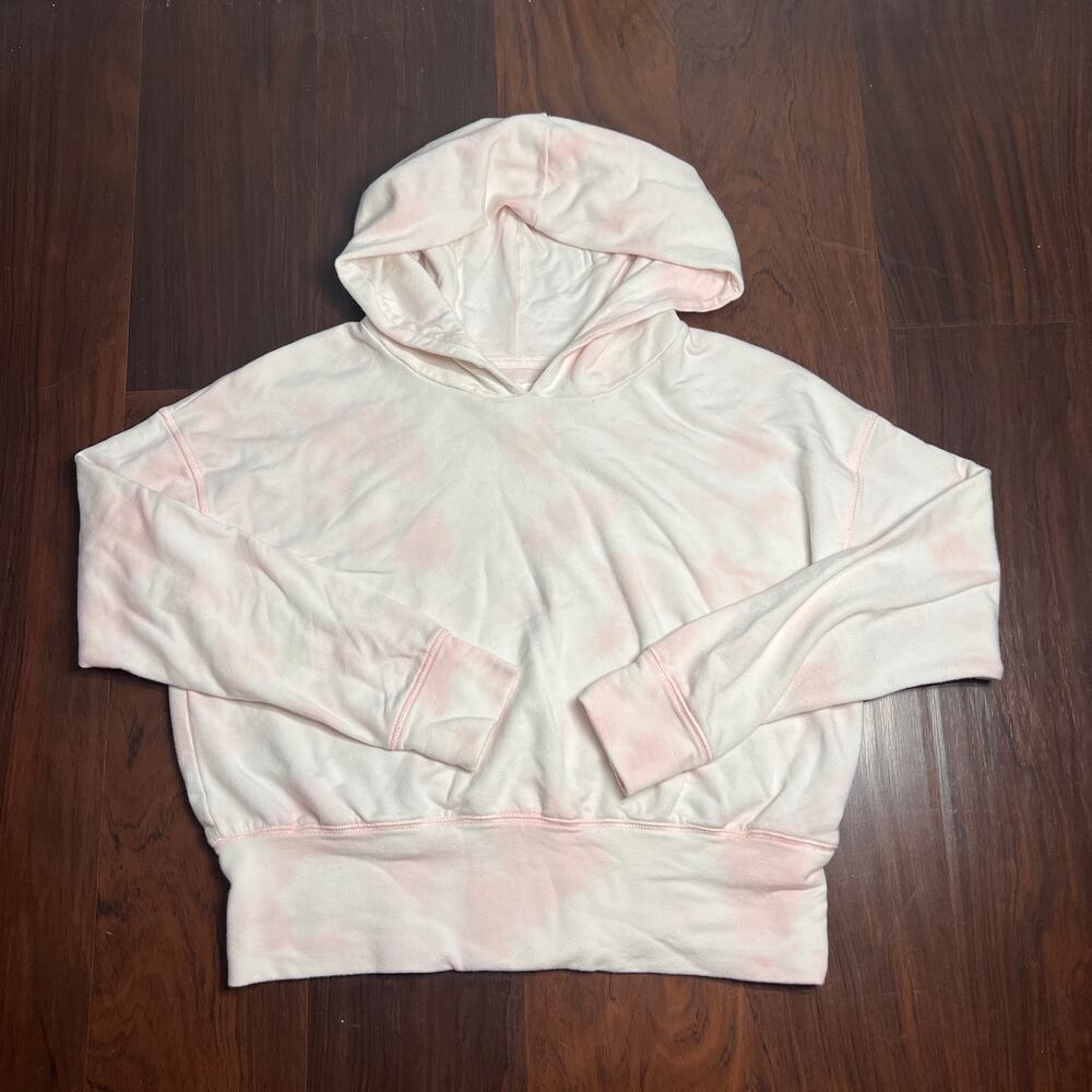 Offline by Aerie Tie Dye Pink and White Cropped Hoodie Size Small